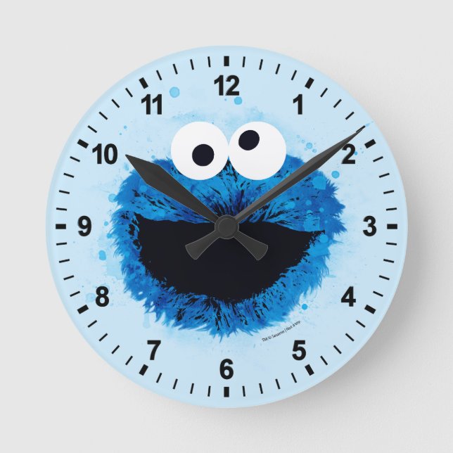 Horloge Ronde Cookie Monster | Tendance de l'aquarelle (Recto)