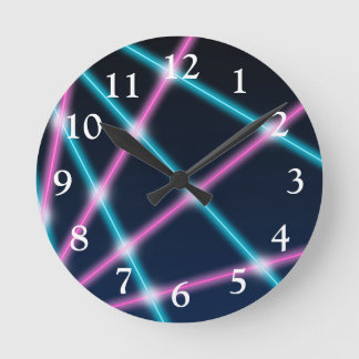 Horloge Ronde Cool 80s Laser Light Show Arrière - plan Retro Neo