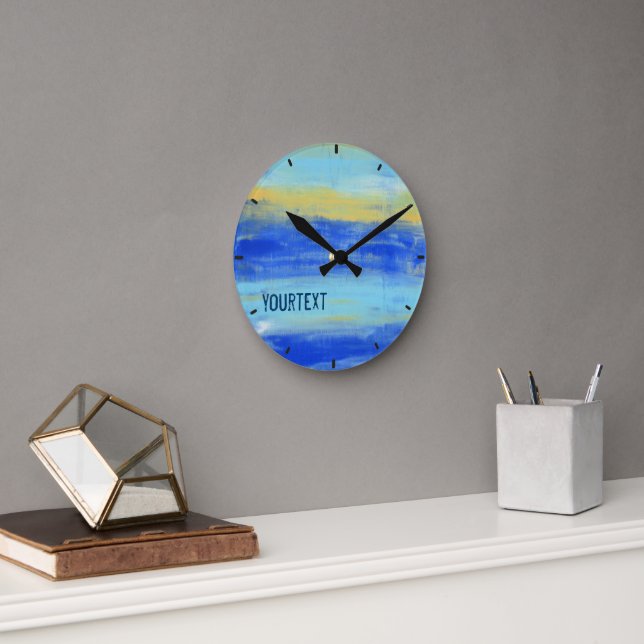 Horloge Ronde Cool Aqua Blue Turquiose Nautical Abstract Art (Bureau)