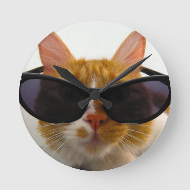Horloge Ronde Cool Cat Wearing Sunglasses Clock (Recto)