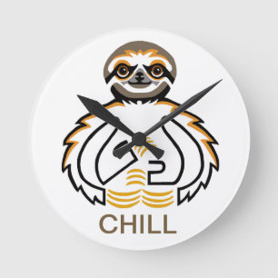 Horloge Ronde Cool Chill SLOTH- Conservation -nature 24h/24