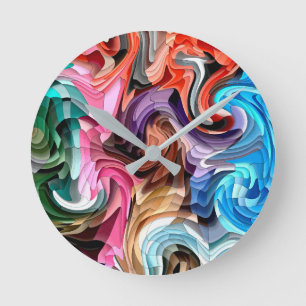 Horloge Ronde Cool coloré en mosaïque Abstraite