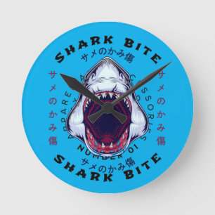 Horloge Ronde cool d'art à la japonaise de requin