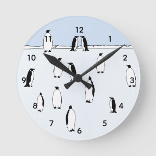 Horloge Ronde Cool de neige de Penguin  bleu de Penguin Lover ca