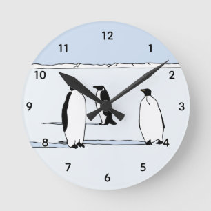 Horloge Ronde Cool de neige de Penguin  bleu de Penguin Lover ca