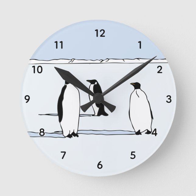 Horloge Ronde Cool de neige de Penguin  bleu de Penguin Lover ca (Recto)