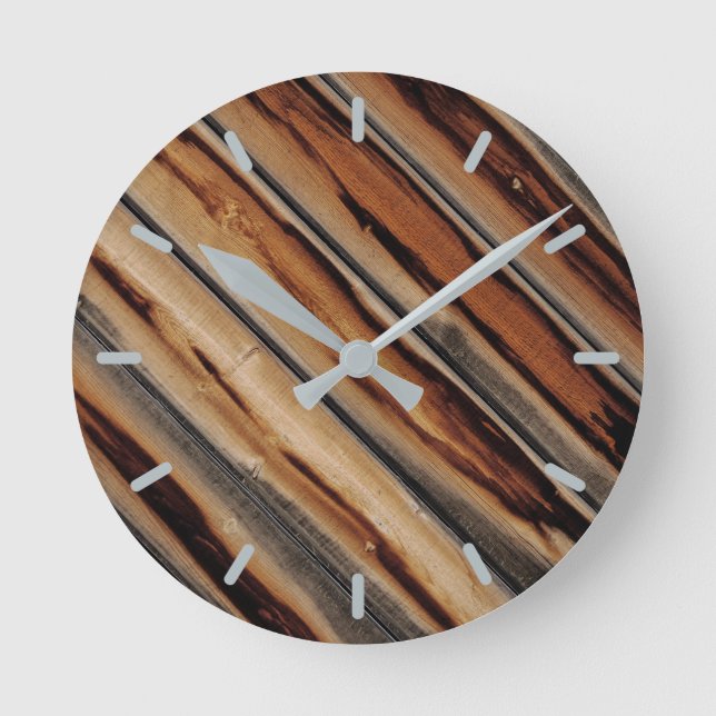 Horloge Ronde Cool de texture de clôture en bois unique (Recto)