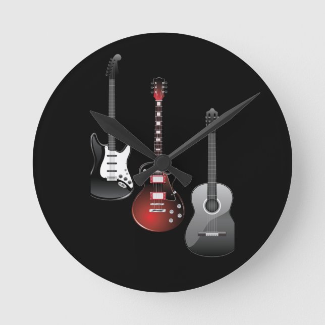 Horloge Ronde Cool Electric Guitars for Music Lovers Custom Gift (Recto)