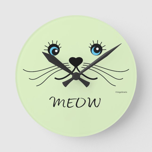 Horloge Ronde COOL graphique à visage MEOW-Cat (Recto)