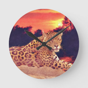 Horloge Ronde Cool Jaguar à l'horloge de Tikal Big Cat Wildlife