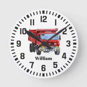 Horloge Ronde Cool Nom personnalisé Construction Camion de vidag