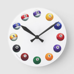 Horloge Ronde Cool Pool Balls