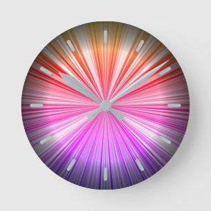 Horloge Ronde Cool radiant bleu violet rose rouge jaune spectre