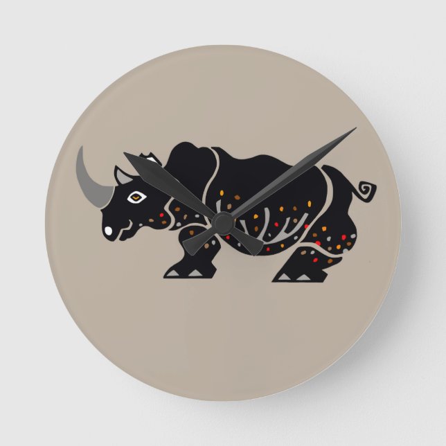 Horloge Ronde Cool RHINO - Animaux en voie de disparition - Afri (Recto)