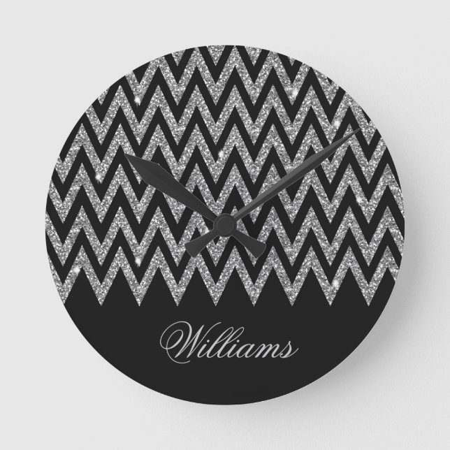 Horloge Ronde Cool tendance chevron zigzag faux parties scintill (Recto)