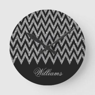 Horloge Ronde Cool tendance chevron zigzag faux parties scintill
