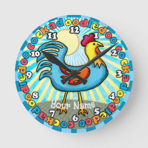 Horloge Ronde coq de basse-cour