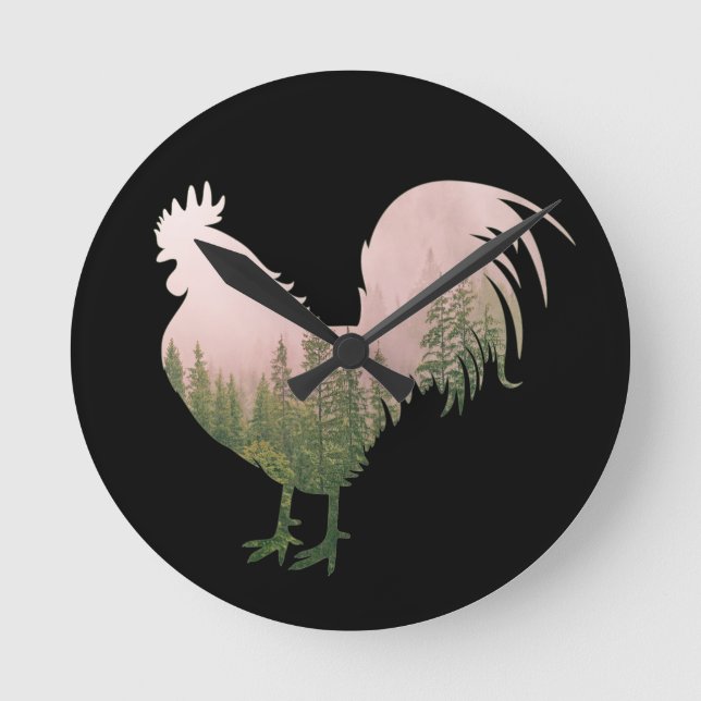 HORLOGE RONDE COQ DE LA NATURE STYLE FORET (Recto)