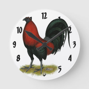 Horloge Ronde Coq Rouge Noir American Game BB