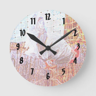 Horloge Ronde coq sur quai abstraits tourbillons