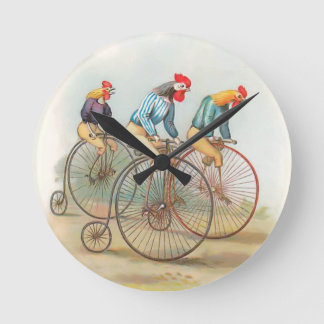 Horloge Ronde Coqs vintages à vélo