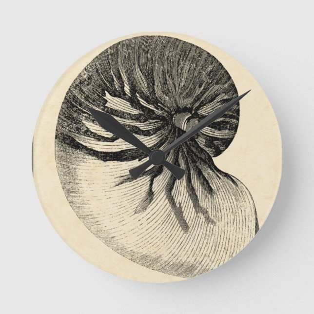 Horloge Ronde Coque conique vintage noire et blanche (Recto)