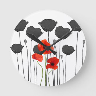Horloge Ronde coquelicot