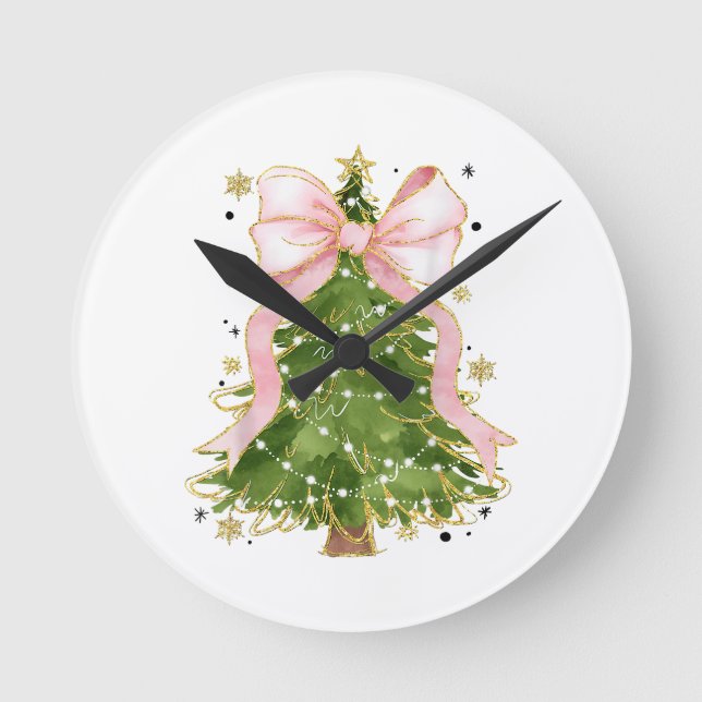 Horloge Ronde Coquette Bow Christmas Tree Vacances Fille tenue W (Recto)
