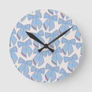 Horloge Ronde Coquette Bows Bleus