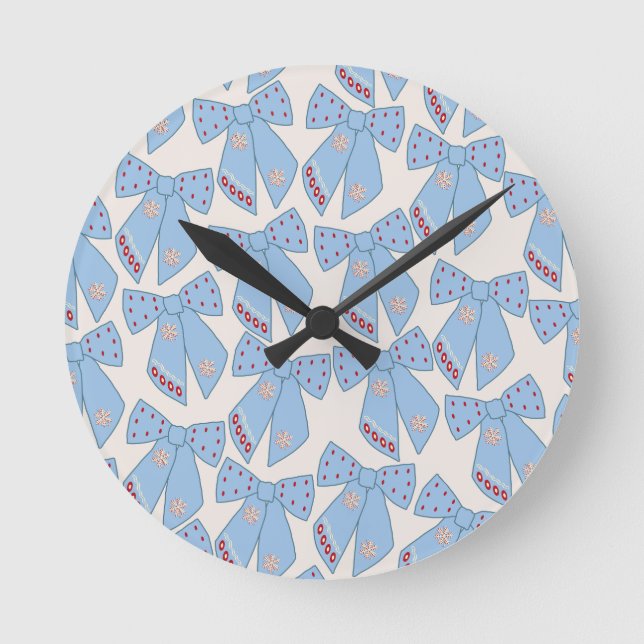 Horloge Ronde Coquette Bows Bleus (Recto)