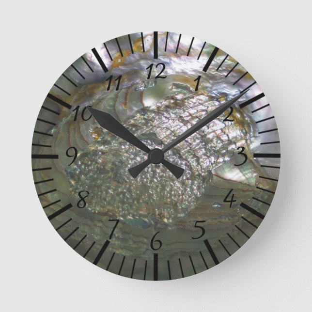 Horloge Ronde Coquillage d'Abalone Chatoyant, Belle Nature (Recto)