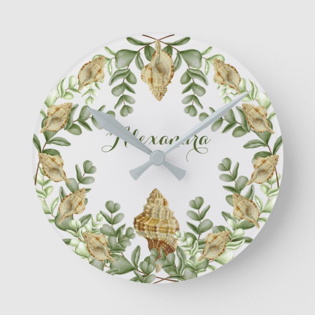 Horloge Ronde Coquille de verdure Coquille de crème marine Coast (Recto)