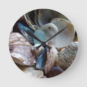 Horloge Ronde Coquille de verre de mer collectée