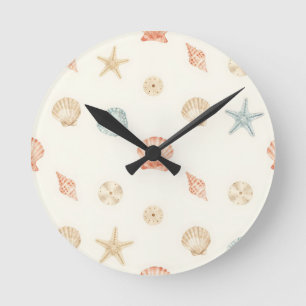 Horloge Ronde Coquilles délicates motif sans couture