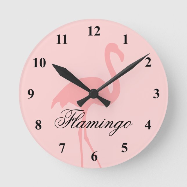 Horloge Ronde Coral pink flamingo bird small kitchen wall clock (Recto)