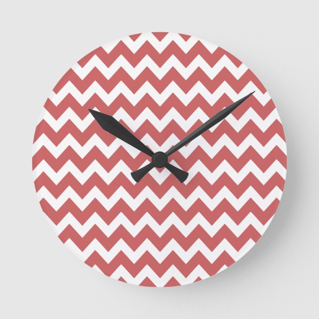 Horloge Ronde Coral Zigzag Chevron Stripes (Recto)