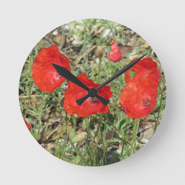 Horloge Ronde Corfou Red Poppies (Recto)