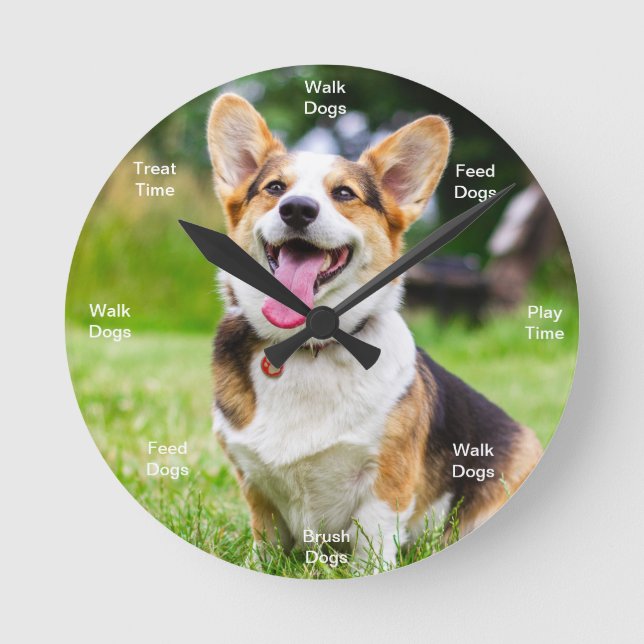 Horloge Ronde Corgi à l'heure des chiens (Recto)