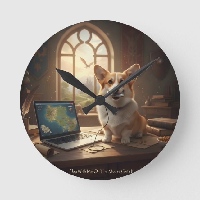 Horloge Ronde Corgi et Souris (Recto)