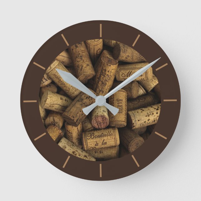 Horloge Ronde Corks à bouteilles de vin Brown photographié (Recto)