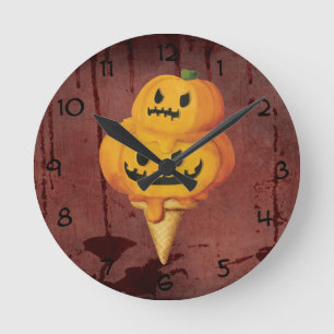 Horloge Ronde Cornet de crème glacée de citrouille de Hallowee