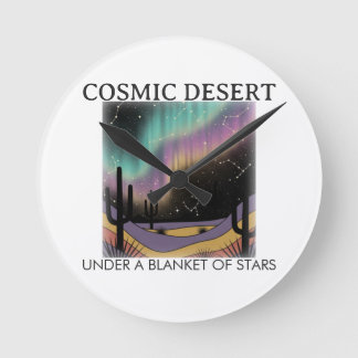 Horloge Ronde Cosmic Desert Aurora • Western Retro (NO NUMBERS)