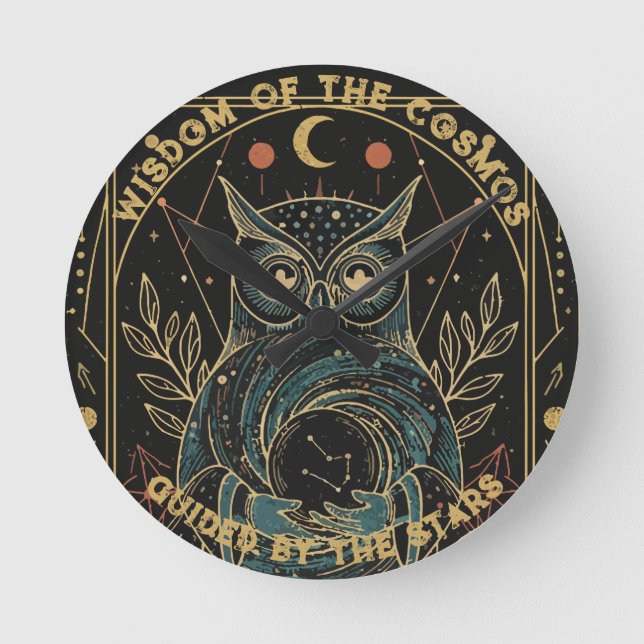 Horloge Ronde Cosmic Oracle Owl •Mystical Celestial (NO NUMBERS) (Recto)