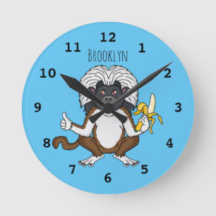 Horloge Ronde Cotton Top Tamarin montoon est une illustration