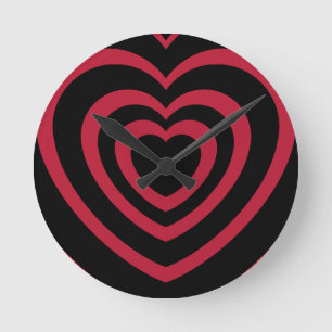 Horloge Ronde Couche rouge et noir Coeur esthétique