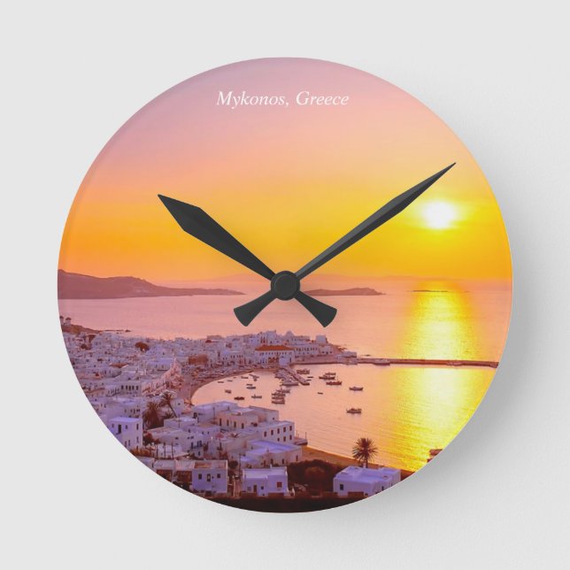 Horloge Ronde Coucher de soleil à Mykonos, Grèce (Recto)