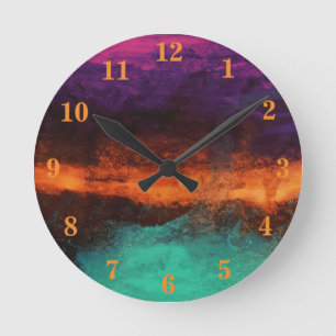 Horloge Ronde Coucher de soleil abstrait sur l'eau Paysage moder
