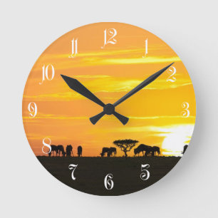 Horloge Ronde Coucher de soleil dans le Serengeti