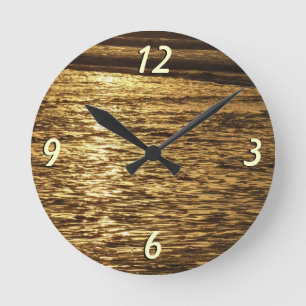 Horloge Ronde Coucher de soleil en Californie Vagues Océan Paysa