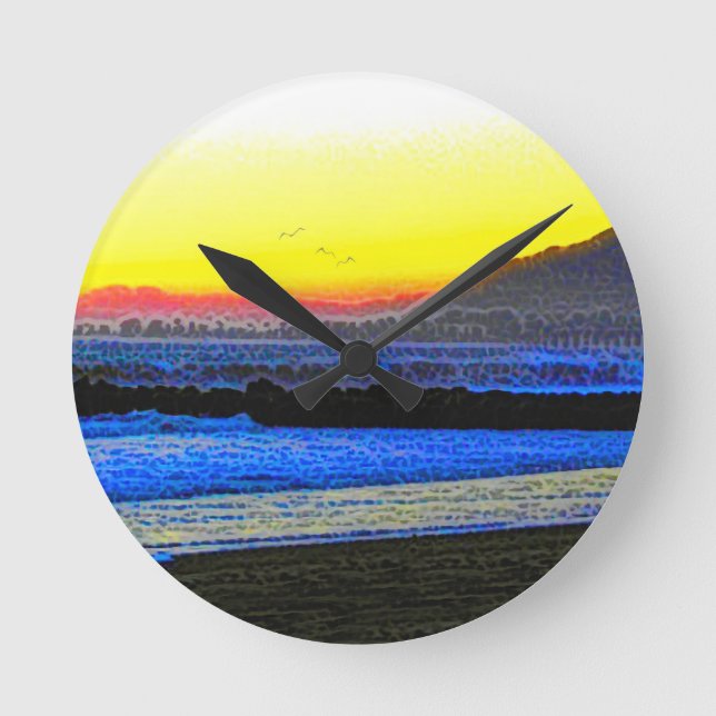 Horloge Ronde Coucher de soleil mystique  (Recto)